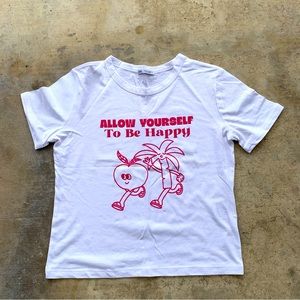 Zara Woman’s White Short Sleeve With Hot Pink Print